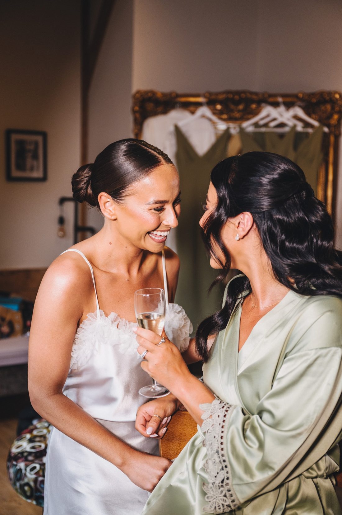 bride getting ready at redhouse barn