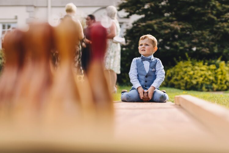 garden games during reception drinks at Brockencote Hall