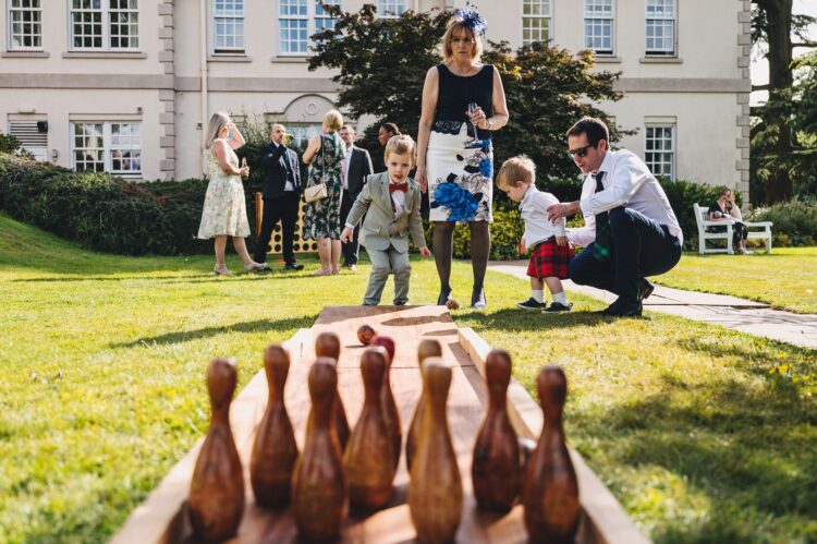 garden games during reception drinks at Brockencote Hall