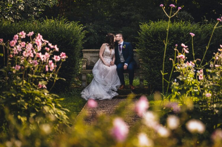 bride and groom wedding photosession at Brockencote Hall