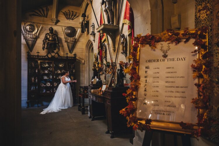 bride waiting inside Hampton Court Castle