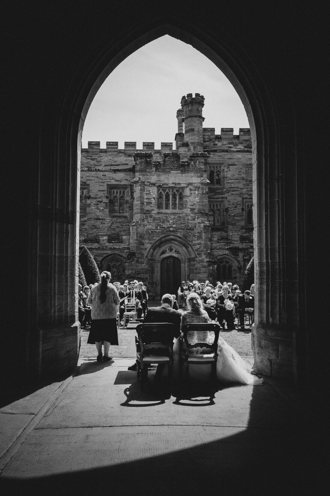 outdoor wedding ceremony at Hampton Court Castle