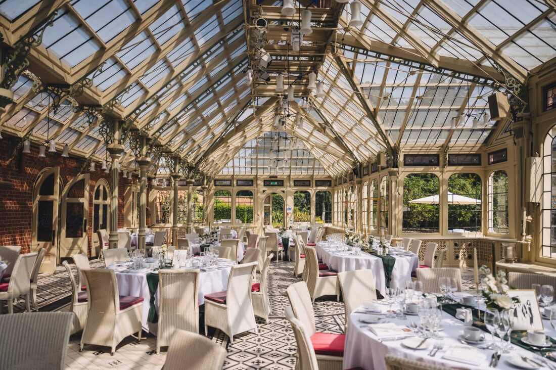 victorian orangery before wedding reception at Kilworth House