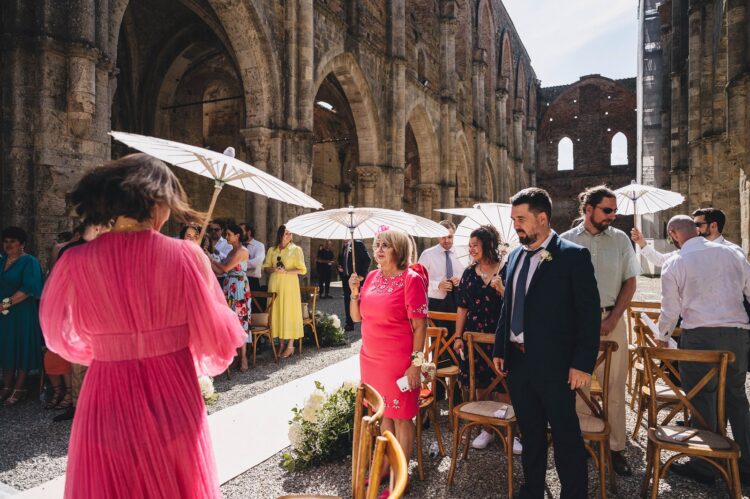 wedding ceremony at San Galgano Abbey Tuscany, Italy