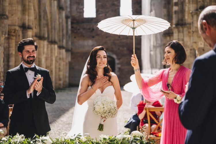 wedding ceremony at San Galgano Abbey Tuscany, Italy