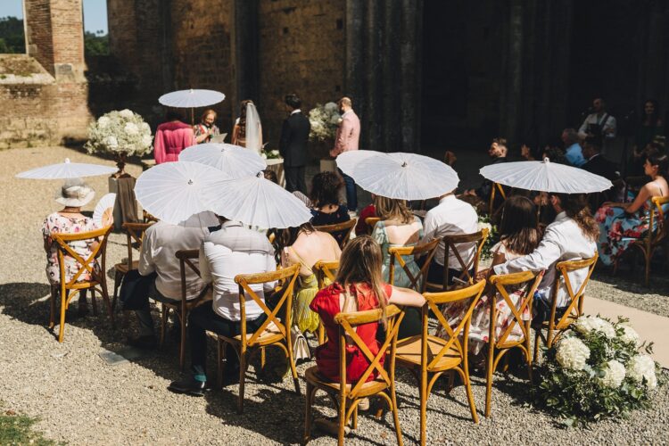 wedding ceremony at San Galgano Abbey Tuscany, Italy