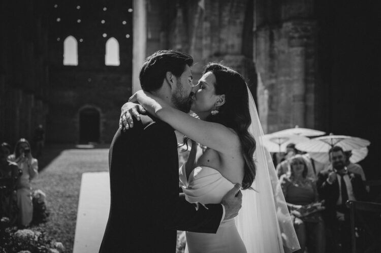 wedding ceremony at San Galgano Abbey Tuscany, Italy