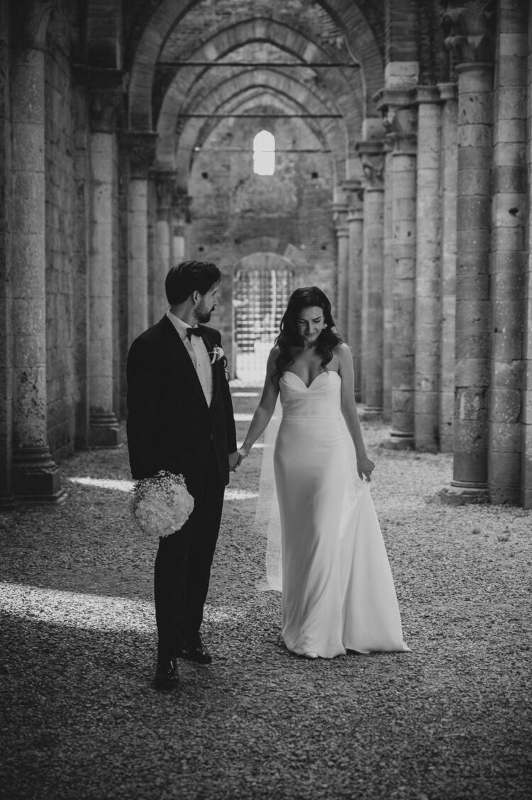 just married at San Galgano Abbey, Tuscany, Italy