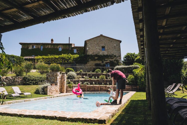 post wedding pool party at Villa Podernovo