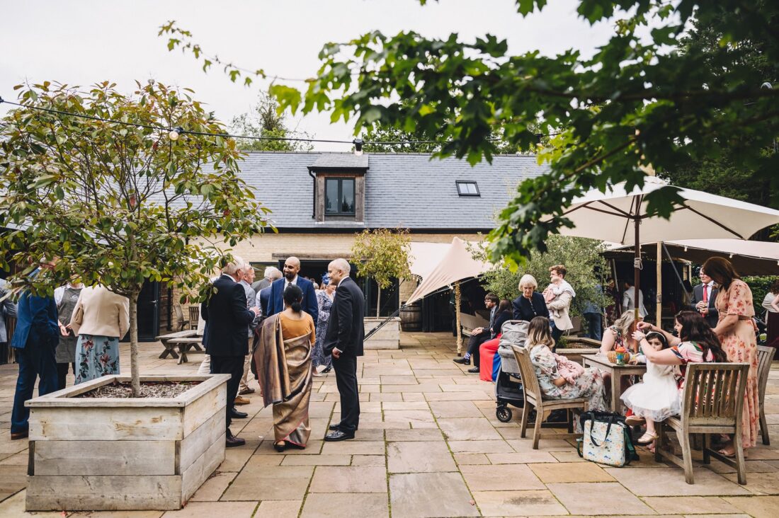 guests mingling at the venue Water's Edge Ewen wedding photography