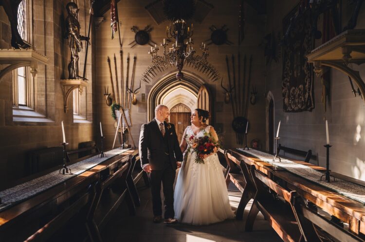 couple shoot at Hampton Court Castle