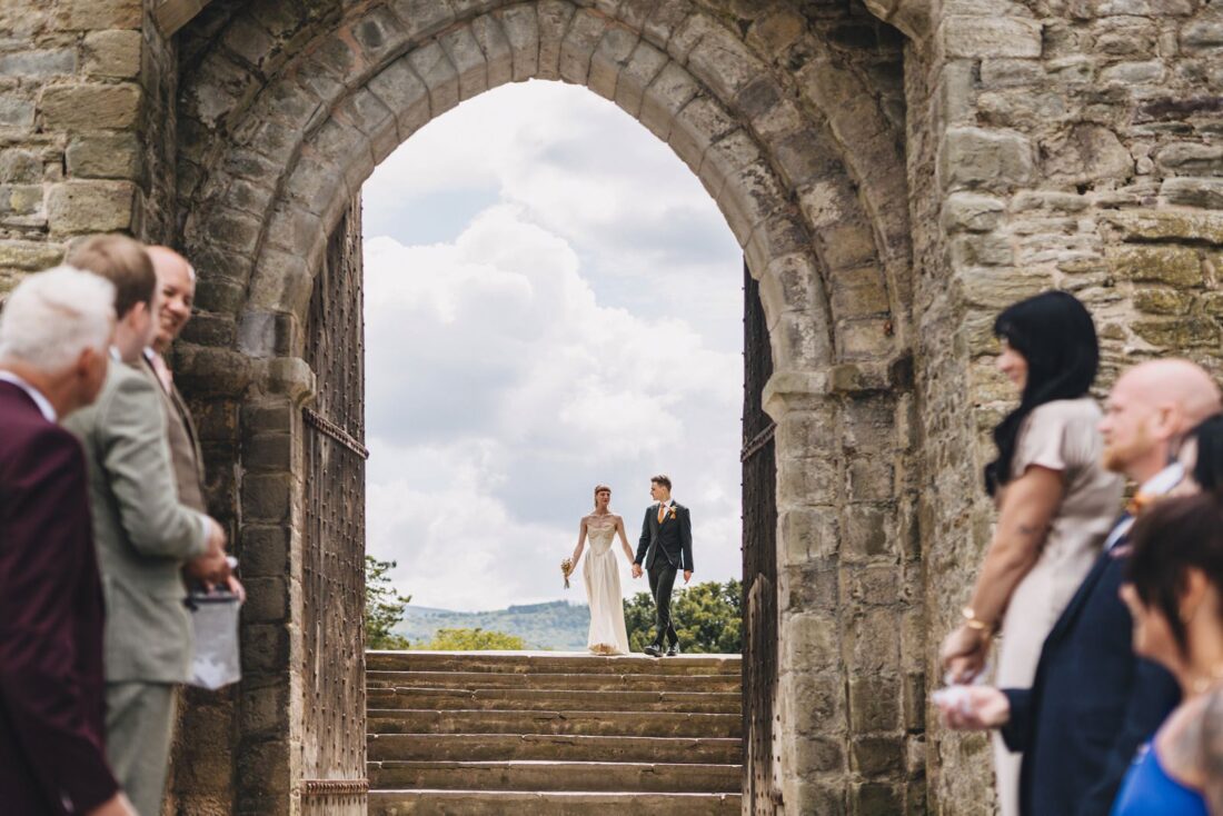 Hay castle wedding photography - confetti moment