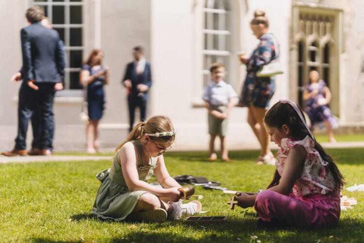 wedding fun and reception drinks at Hensol Castle
