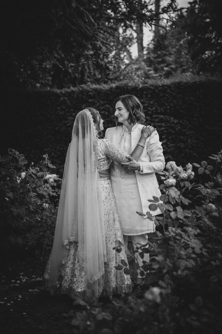 LGBTQ wedding photographer hindu brides in the rose garden