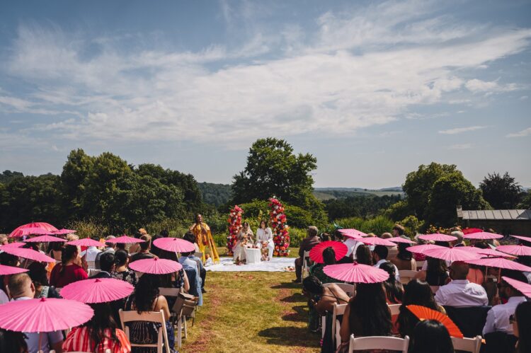 LGBTQ wedding photographer outdoor hindu wedding ceremony at How Caple Court