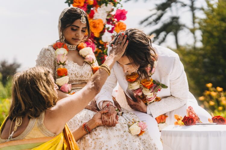 LGBTQ wedding photographer outdoor hindu wedding ceremony at How Caple Court