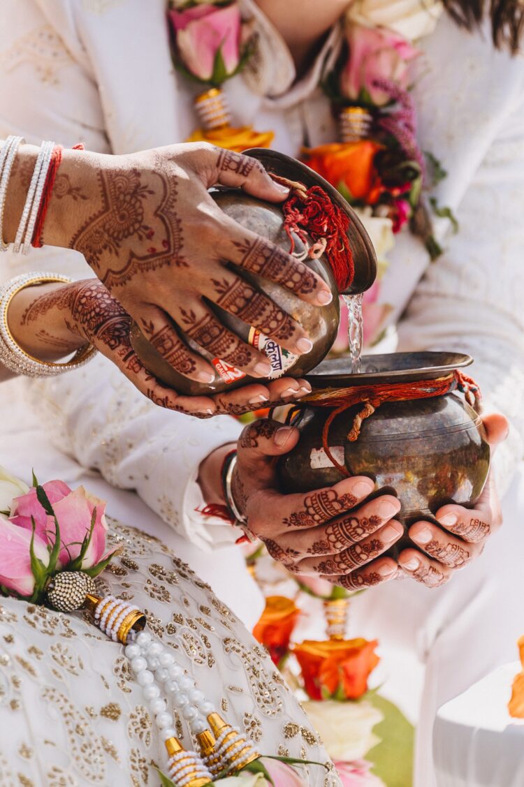LGBTQ wedding photographer outdoor hindu wedding ceremony at How Caple Court