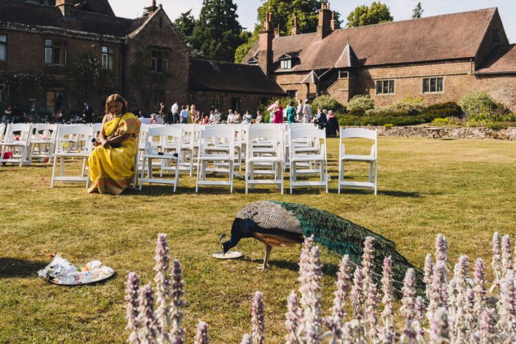 moments after wedding ceremony at How Caple Court wedding venue in Herefordshire