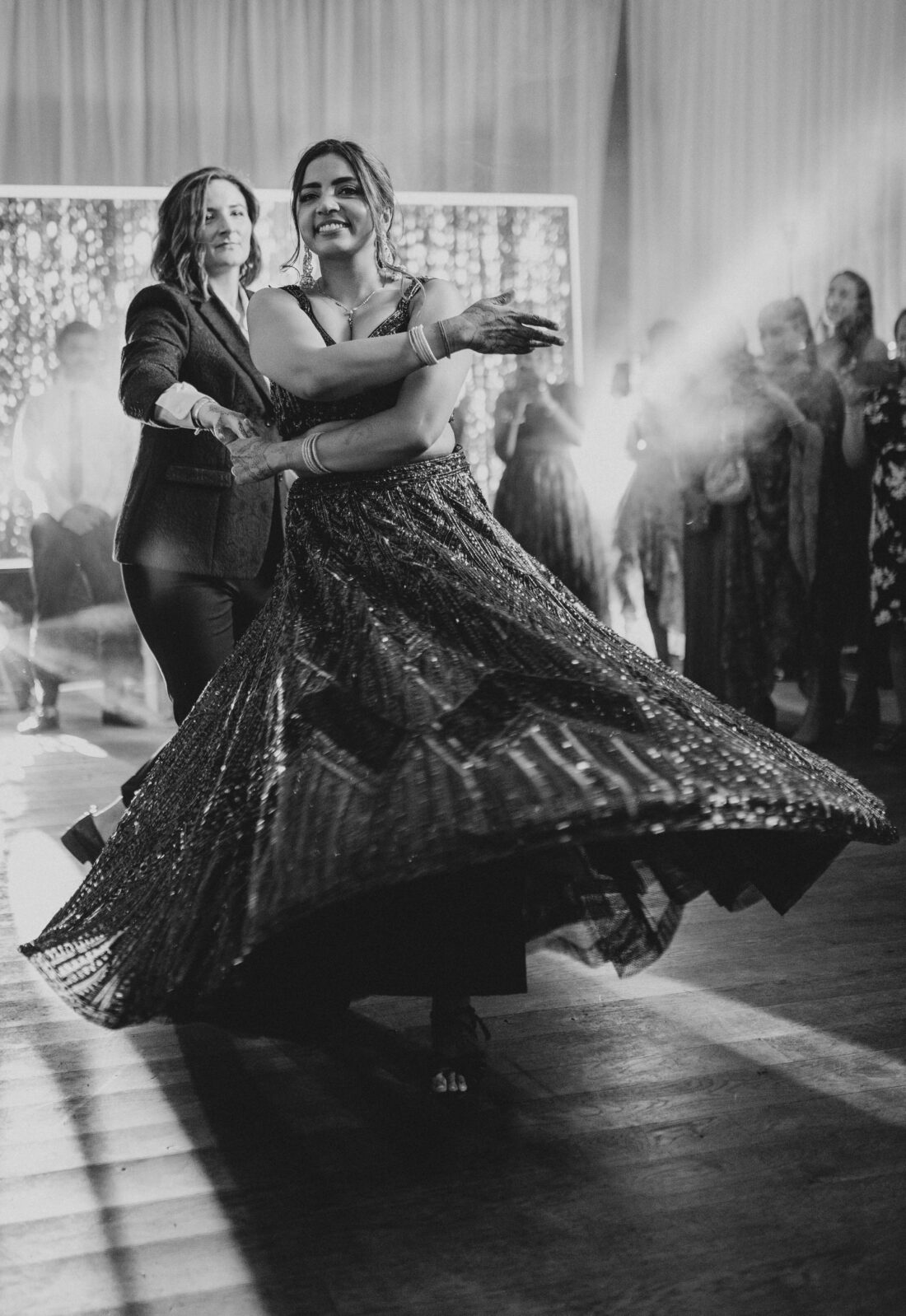 hindu wedding dance floor fun at How Caple Court herefordshire