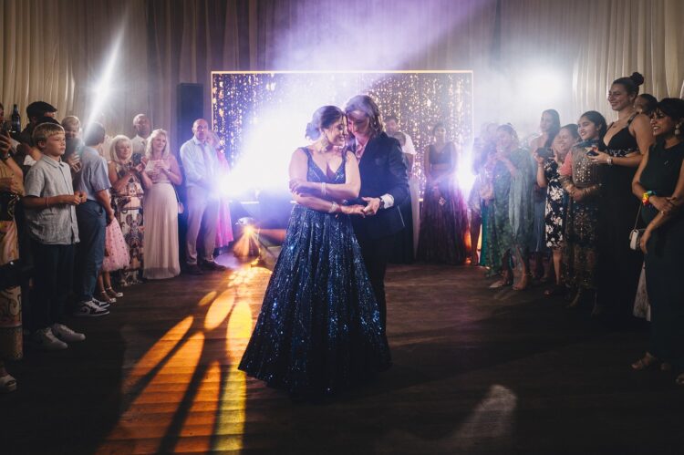 hindu wedding dance floor fun at How Caple Court herefordshire