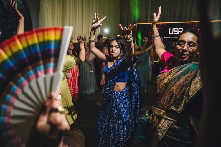 hindu wedding dance floor fun at How Caple Court herefordshire