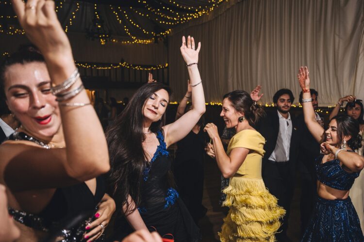 hindu wedding dance floor fun at How Caple Court herefordshire