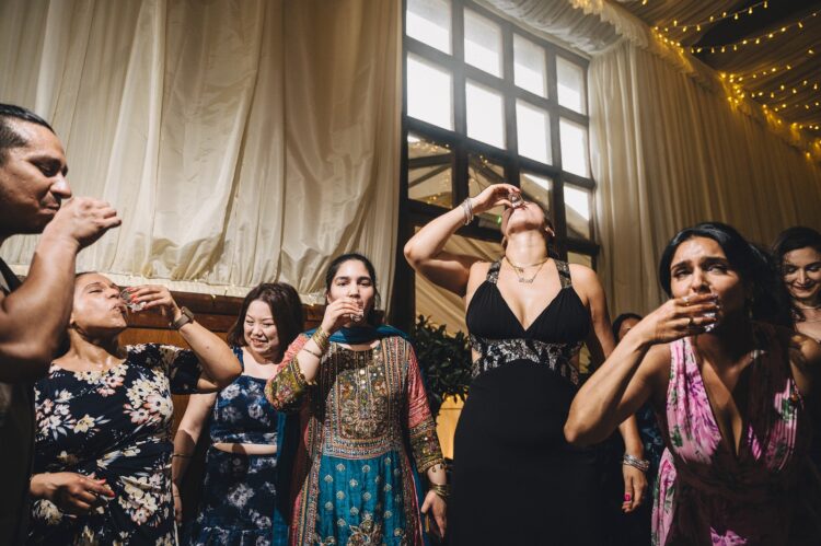 hindu wedding dance floor fun at How Caple Court herefordshire