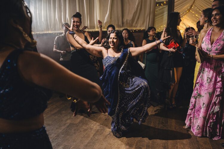 hindu wedding dance floor fun at How Caple Court herefordshire