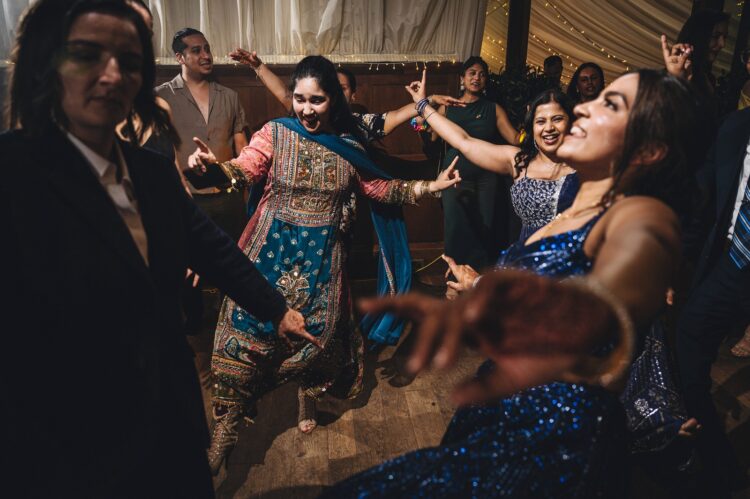 hindu wedding dance floor fun at How Caple Court herefordshire