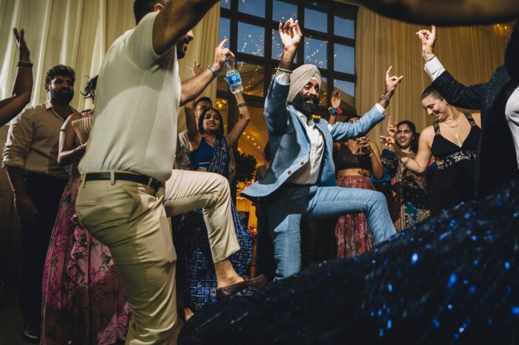 hindu wedding dance floor fun at How Caple Court herefordshire