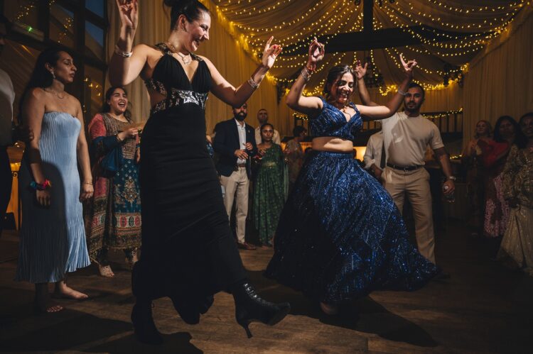 hindu wedding dance floor fun at How Caple Court herefordshire