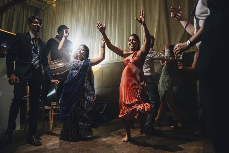 hindu wedding dance floor fun at How Caple Court herefordshire
