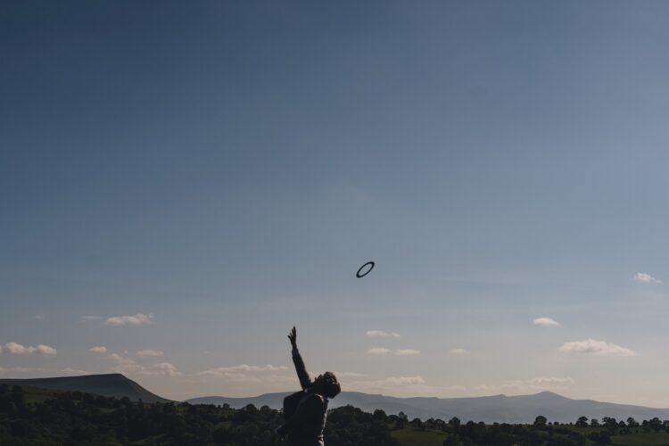 garden games and guests having fun during wedding reception LGBTQ wedding in the Black Mountains