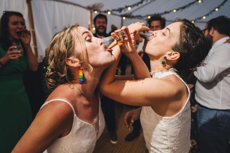 wedding evening fun in the Black Mountains LGBTQ wedding photographer