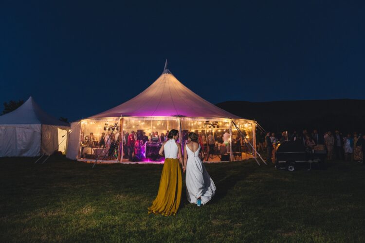 LGBTQ wedding photographer two brides in the blue hour radiating happiness and love