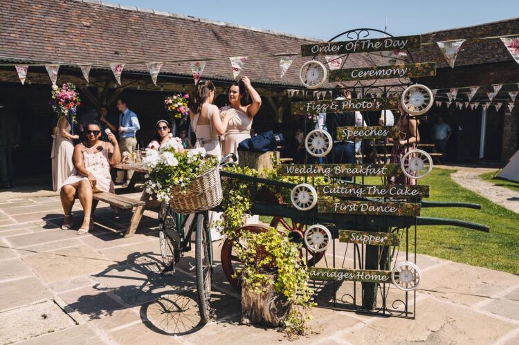 reception drinks at Over Barn