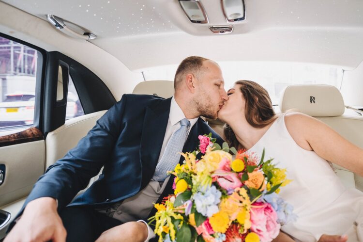 on the way back to wedding reception at the rag on pall mall london
