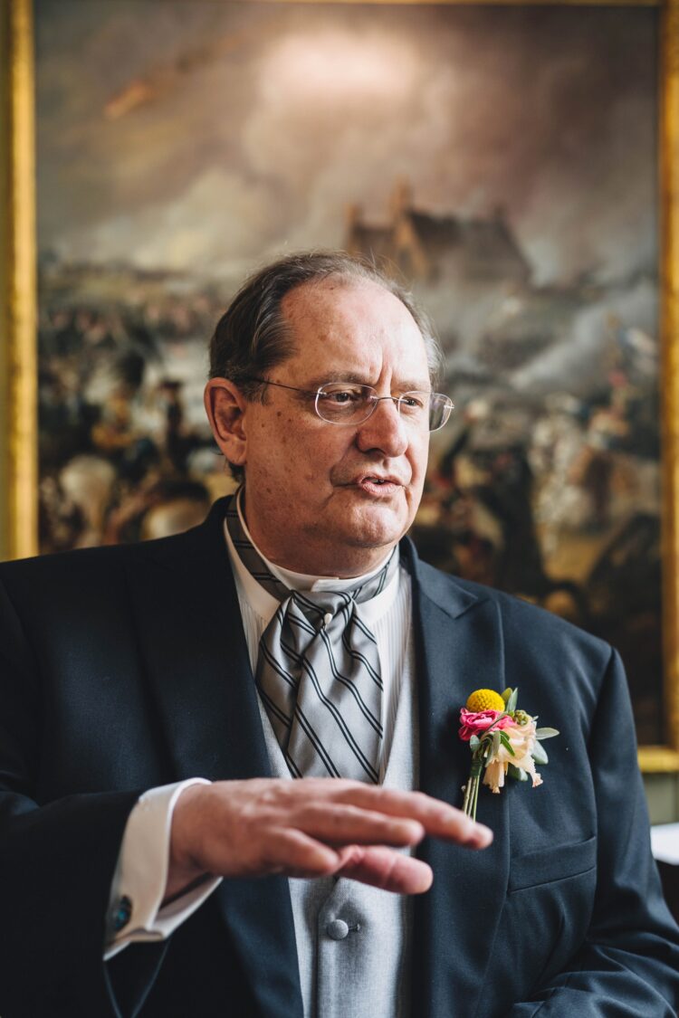 wedding guests at the army and navy club on Pall Mall London