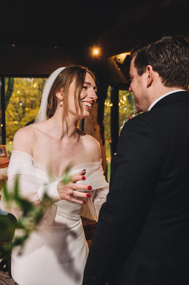 bride and groom at Dewsall Court jewish wedding photographer UK