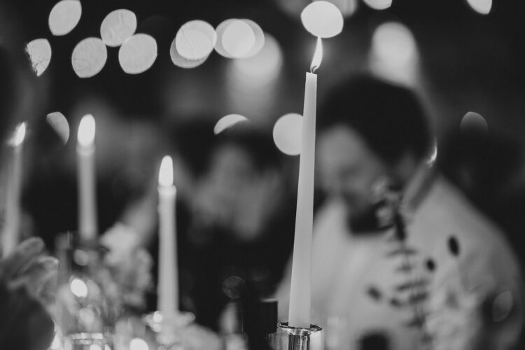 wedding breakfast and speeches at Dewsall Court jewish wedding photographer UK