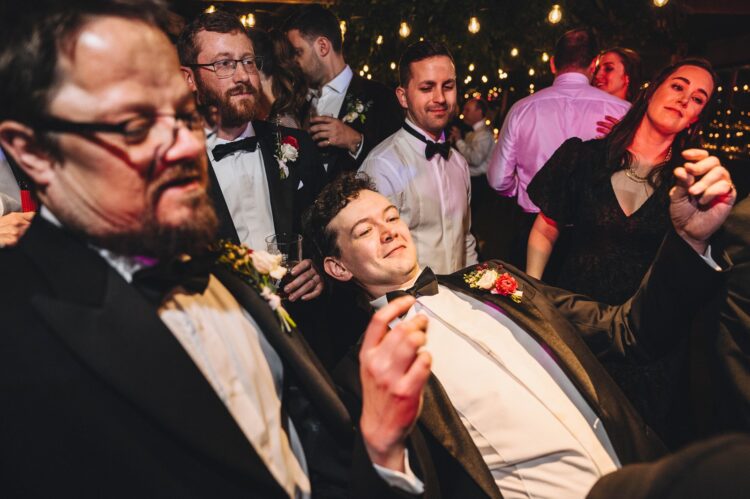dance floor fun at Dewsall Court, jewish wedding photographer UK