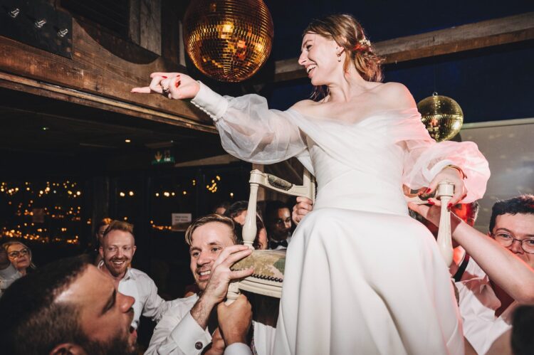 dance floor fun at Dewsall Court, jewish wedding photographer UK