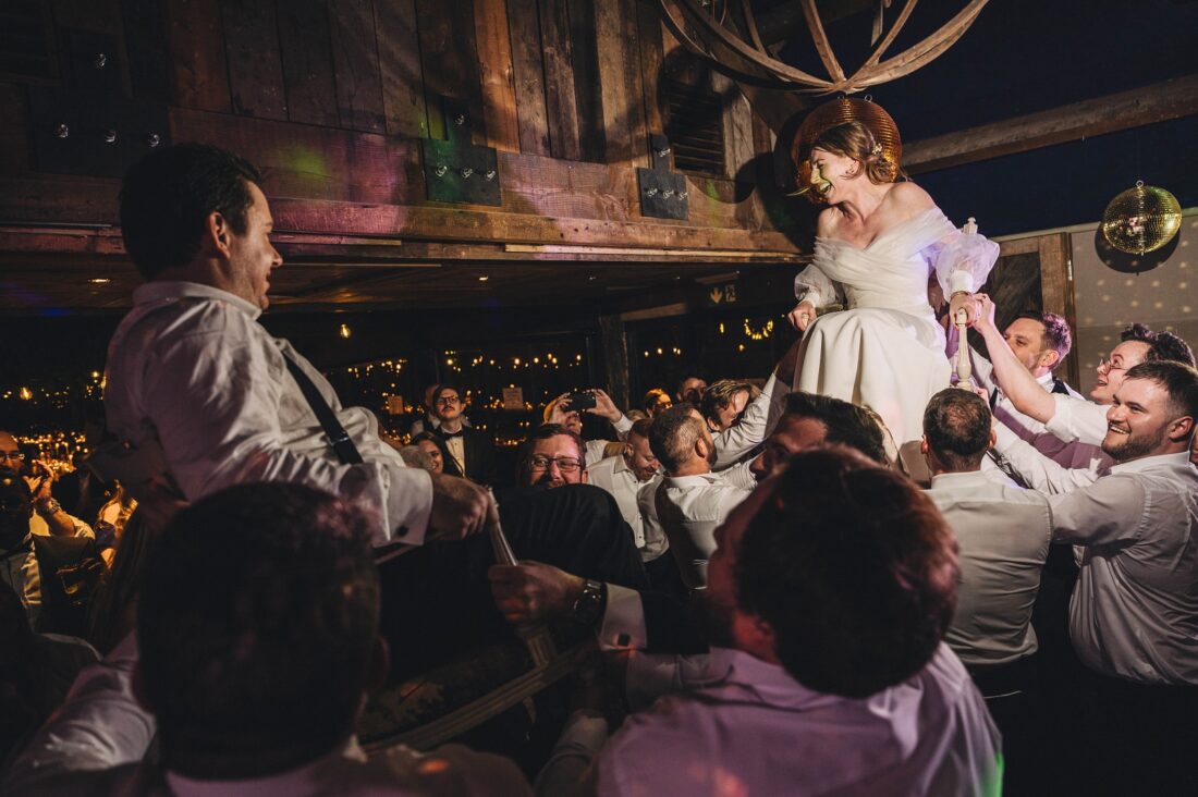dance floor fun at Dewsall Court, jewish wedding photographer UK