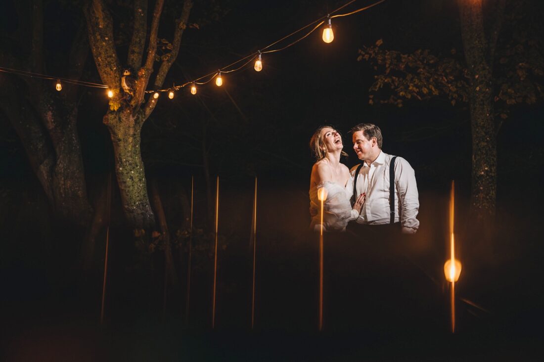bride and groom night portraits at Dewsall Court, Hereford, jewish wedding photographer UK