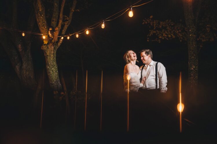 bride and groom night portraits at Dewsall Court, Hereford, jewish wedding photographer UK