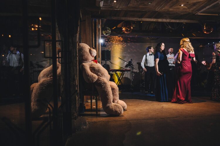 dance floor fun at Dewsall Court, jewish wedding photographer UK