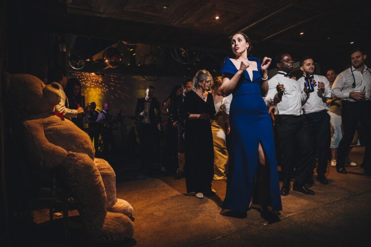 dance floor fun at Dewsall Court, jewish wedding photographer UK