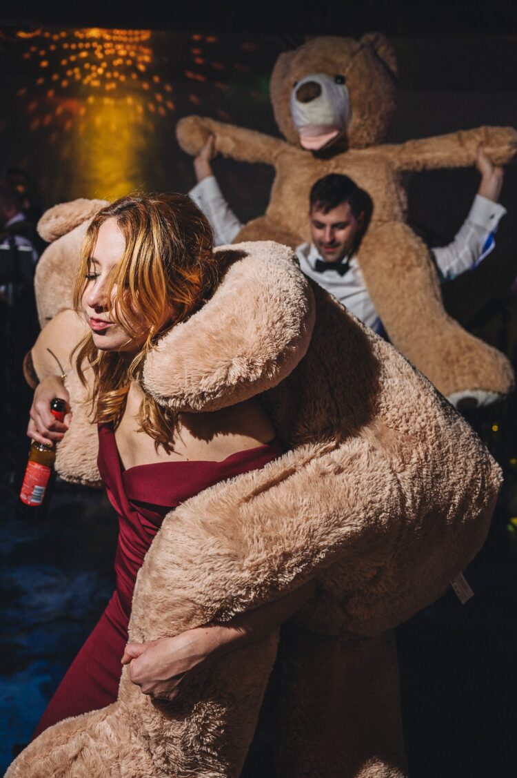 dance floor fun at Dewsall Court, jewish wedding photographer UK