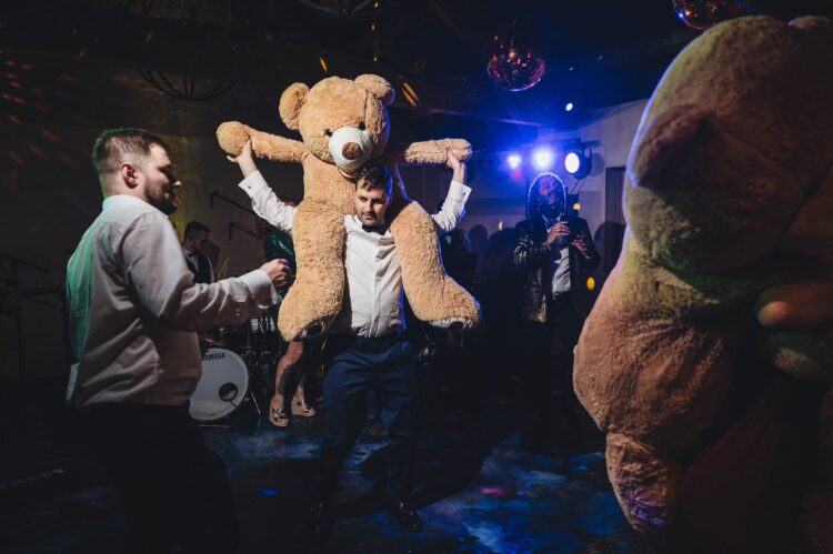 dance floor fun at Dewsall Court, jewish wedding photographer UK