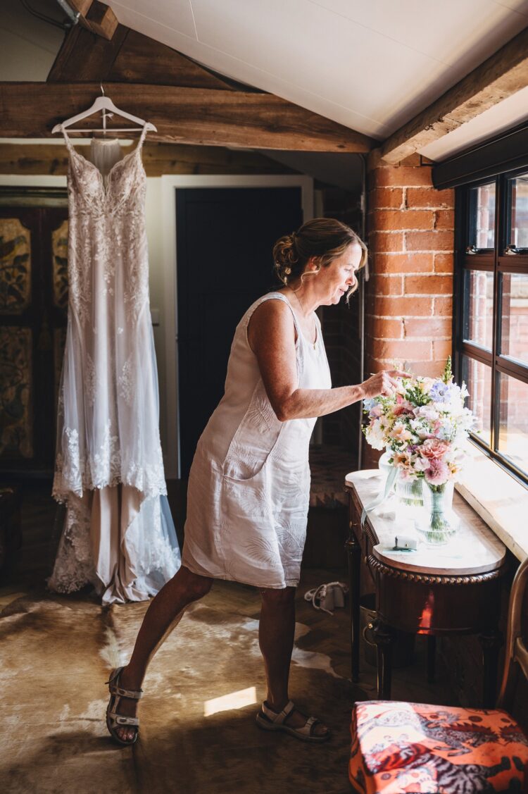 mother of the groom getting ready at Shucknall Court Hereford